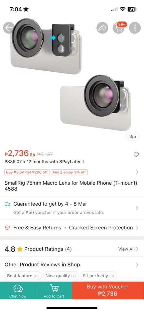 SmallRig Universal Lens Mount (Category: Other Photography Accessories) located in Angeles City. Submitted by carlgelbcd.1 (Listing ID 1355397278, Image 1). Description: SmallRig Universal Lens Mount: -For mobile phone photography/videography -New, bought from SmallRig.PH on the orange app -Accessory for SmallRig Add-On Lenses (T-mount) 📩📩📩.