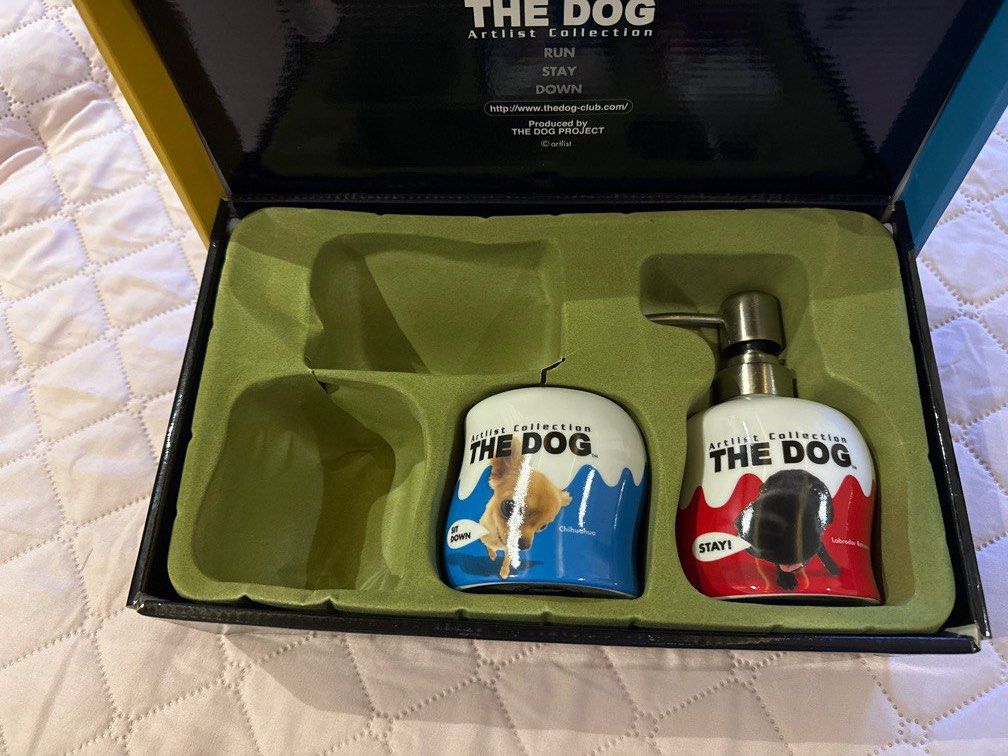 The Dog Artlist Collection | Bathroom set (Category: Bath) located in Manila. Submitted by sofia_o9a5 (Listing ID 1355339698, Image 2). Description: Incomplete set Slightly dirty but no cracks Mod: lalamove Mop: GCash .