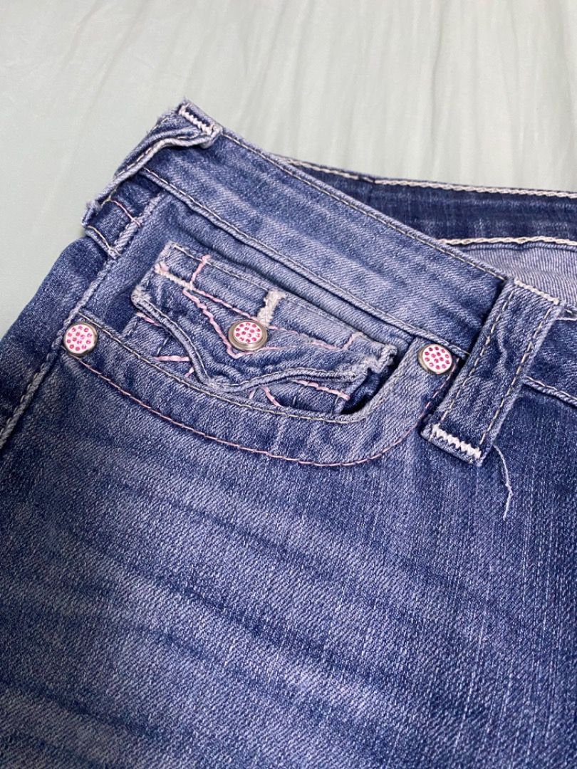 True Religion Pink Embroidery and Detailing Straight Jeans, Women's ...