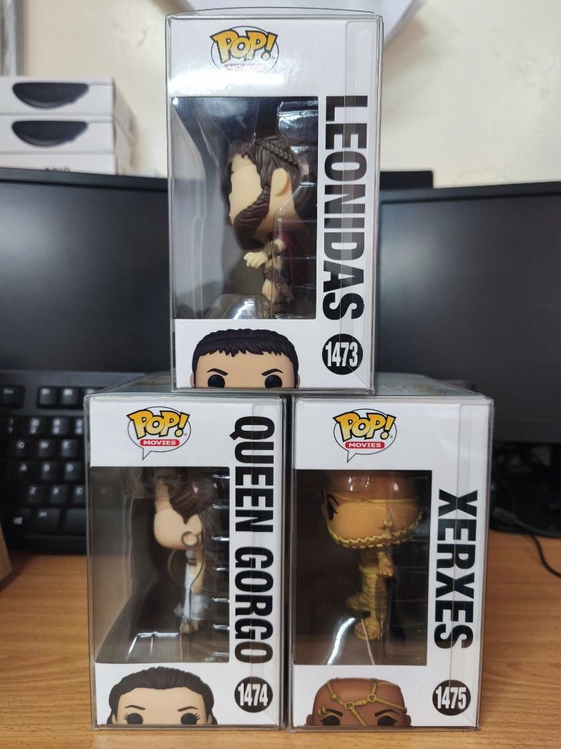 300 Movie Funko Pop (Category: Figurines & Statues) located in Malabon City. Submitted by nips1826 (Listing ID 1355474744, Image 2). Description: Set of 3 for 1000 add 100 for boss protector box condition 9-9.5/10 Malabon City Gcash/BDO shipping at buyers expense.