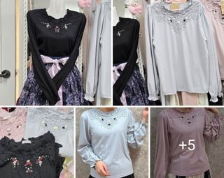 Three-color现货axes femme, 3D Embroidered Stud Top64233369339393110
