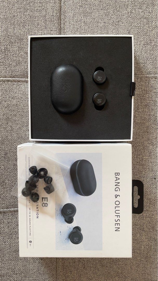 BANG & OLUFSEN E8 3RD GEN (Category: Earphones) located in Santo Tomas. Submitted by delunajare28963 (Listing ID 1355495732, Image 1). Description: Bought in Singapore Complete with box and manual Spares earbuds Type C charging port, No cable charger included. Any type C charger will do Search nyo na lang ibang spect nya Negotiable .