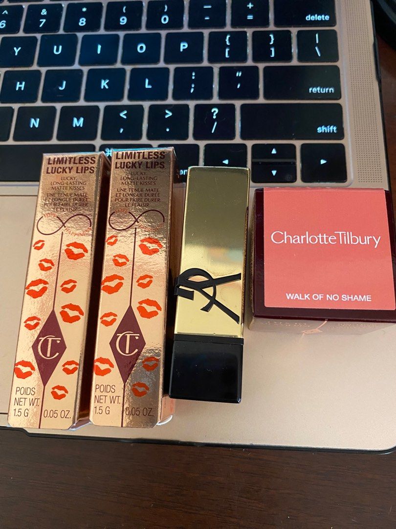 Bnew CHARLOTTE TILBURY YSL (Category: Makeup) located in Paranaque City. Submitted by msperegreen (Listing ID 1355523132, Image 1). Description: Bnew CT lipstick spice bloom Ct lipstick velvet nude Ct cream eyeshadow walk of no shame Ysl lipstick n13 Take all for 4k only!.
