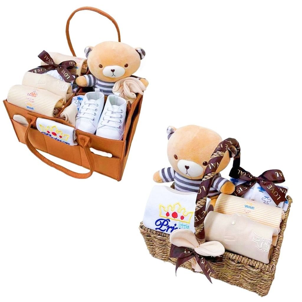 Brand New Newborn Baby Basket Hamper – Full Month Diaper Bag Gift Set ...