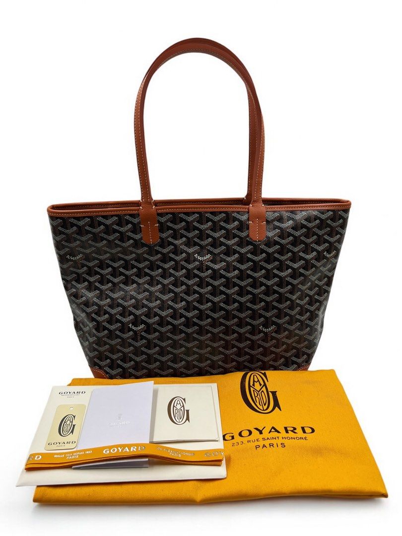 ⚜️Goyard Artois PM Bag (Category: Luxury Bags & Wallets) located in Makati City. Submitted by 90sangel (Listing ID 1355628821, Image 1). Description: •Item: Goyard Artois PM in Tan/Black 🖤 •Size: PM size (Medium) •Condition: As New! *We can help you source other size if you need. * this tote also boasts a convenient zipper closure, allowing to securely store & transport essentials with ease. ⚜️ *Includes original box, dustbag, paperbag and cards