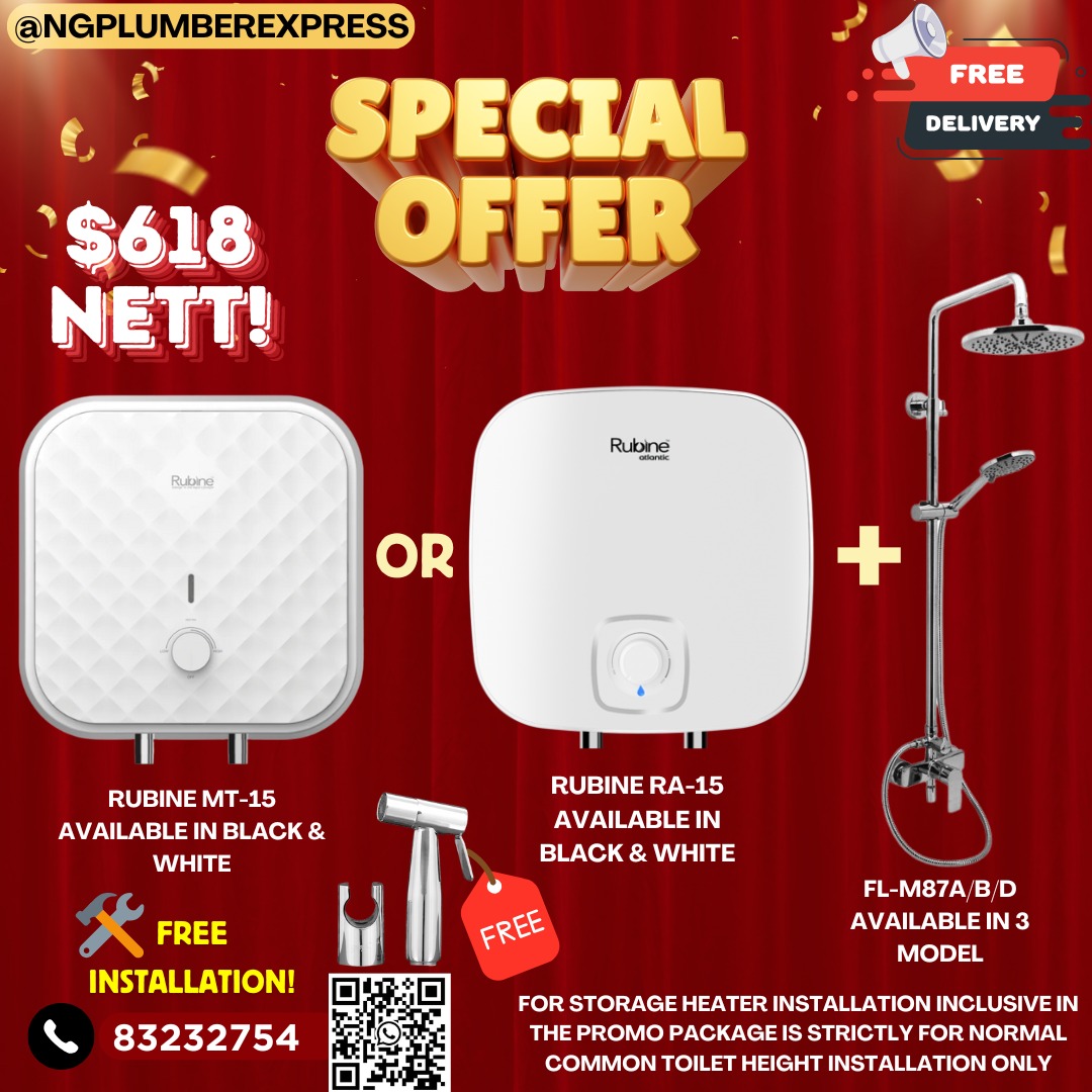 HARI RAYA HOT SALES! RUBINE STORAGE HEATER + RAINSHOWER SET+FREE BIDET+ ...
