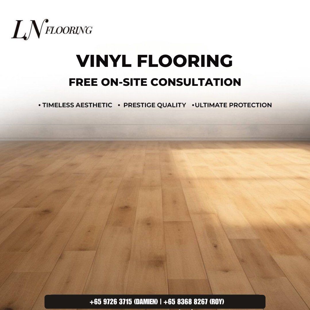 Home vinyl/Direct vinyl flooring/HDB vinyl flooring/German click/Premium Vinyl Flooring Supply & Installation | Realistic Wood Design/Commercial vinyl flooring/ 5mm Vinyl flooring/Condo Landed vinyl flooring/Premium Vinyl flooring/Free skirting (Category: Vinyl Flooring) located in Singapore. Submitted by lnflooring (Listing ID 1354822909, Image 1). Description: Ready for a home makeover? Imagine your home with sleek, modern floors that are durab
