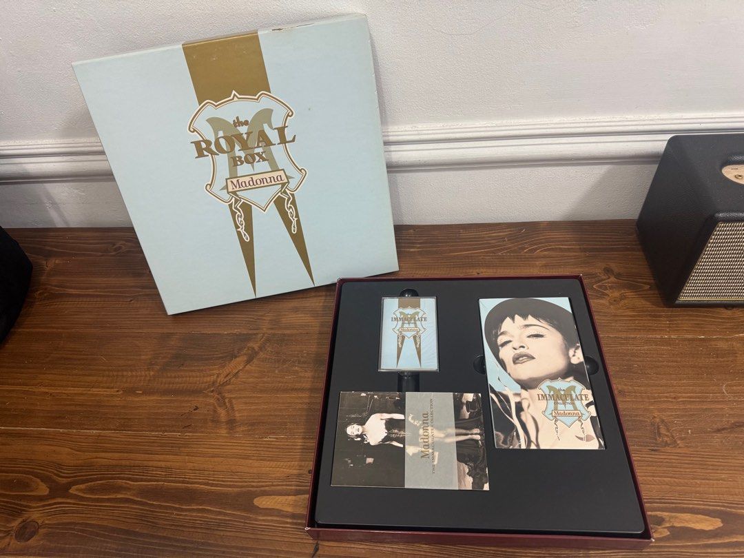 MADONNA ‘THE ROYAL BOX’ CASSETTE EDITION (Category: CDs & DVDs) located in Cainta. Submitted by e.collections (Listing ID 1355609213, Image 3). Description: Madonna ‘The Royal Box’ Special Limited Edition Box Set Contains: 1 VHS Tape (sealed) 1 Cassette Tape (sealed) 1 poster 5 post cards Made in USA.