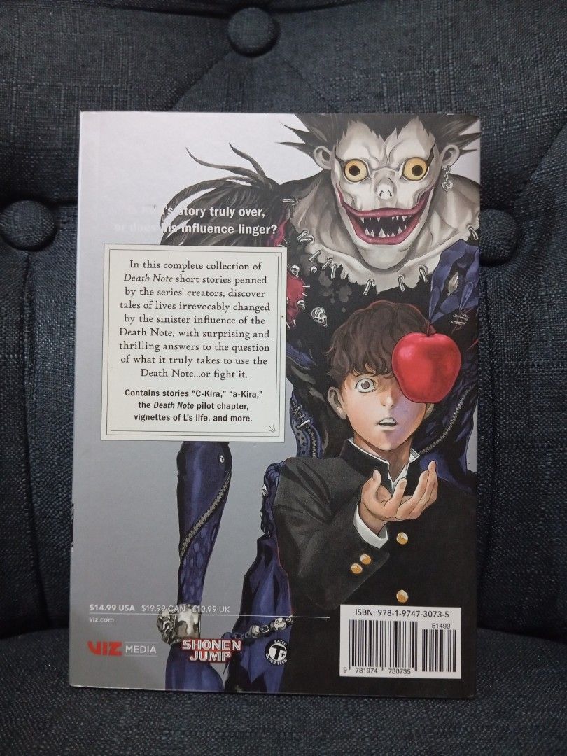 ORIGINAL DEATH NOTE SHORT STORIES MANGA (Category: Comics & Manga) located in Manila. Submitted by adr1ee (Listing ID 1355604048, Image 2). Description: ORIGINAL COPY of Death Note short stories manga story by Tsugumi Ohba and art by Takeshi Obata. published by VIZ media original price: 1200 php note: THIS IS NOT THE MAIN STORY, IT IS A SIDE/EXTRA STORY.