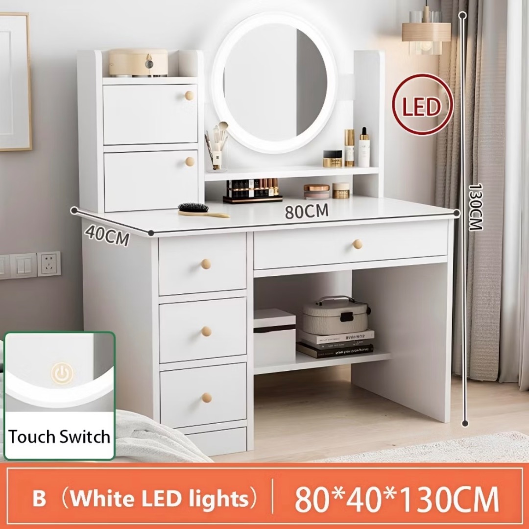 Premium Vanity Dressing Table | Makeup Desk With LED Mirror & Storage ...