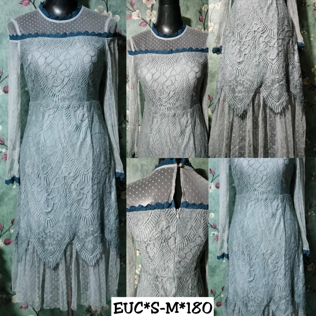 Trend4us Luxe Sheer Mesh Lace Maxi Dress