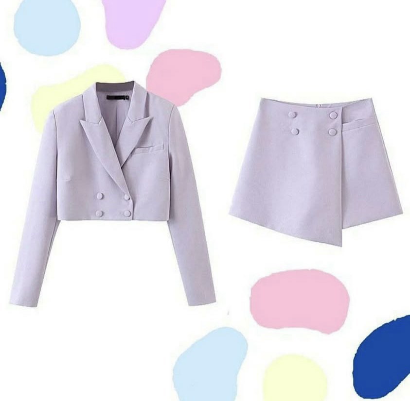 Purple Striped Blazer & Shorts Co-Ord Set