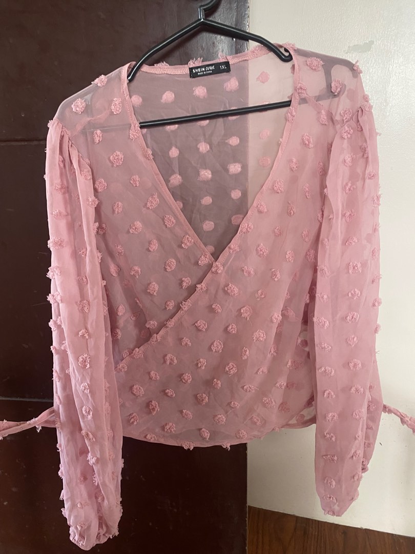 New bright pink sheer sleeveless work top trim ... XL