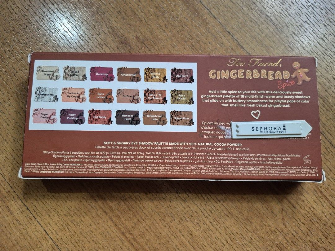 TOO FACED GINGERBREAD SPICE EYE SHADOW PALETTE (Category: Makeup) located in Quezon City. Submitted by purpleskies0122 (Listing ID 1355538323, Image 2). Description: New TOO FACED GINGERBREAD SPICE EYE SHADOW PALETTE.