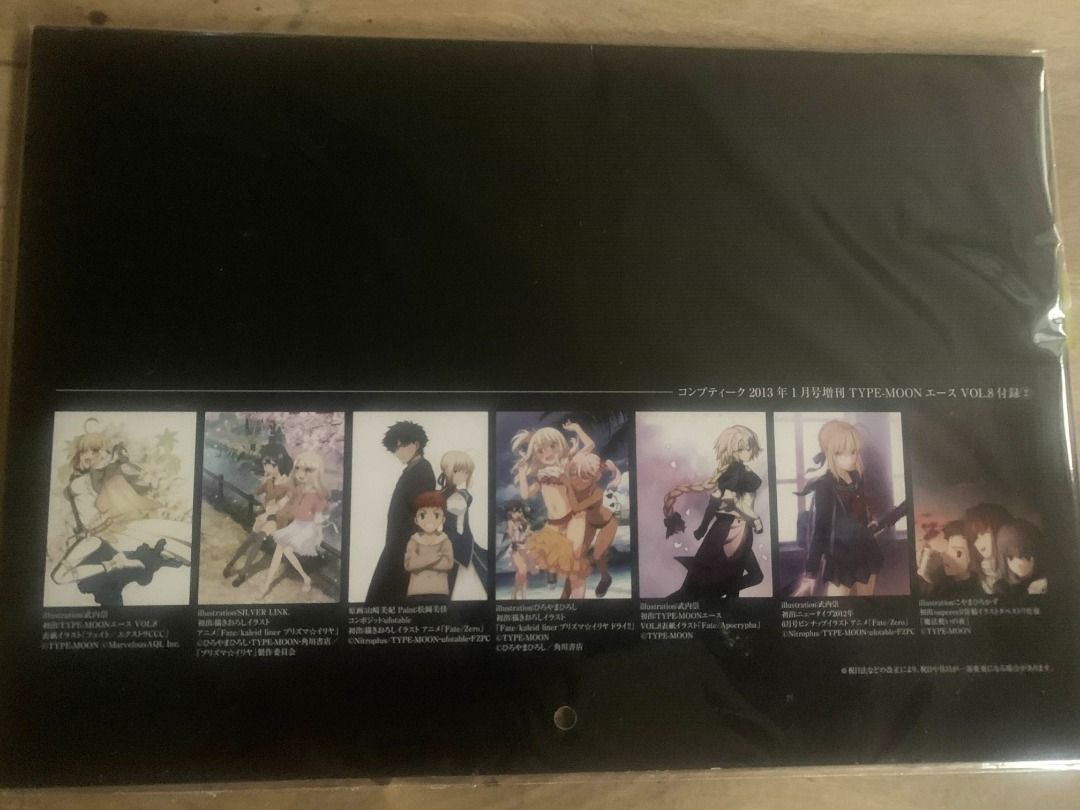 TYPE-MOON Calendar 2013-2014 (Category: Magazines) located in San Juan City. Submitted by nihsenn (Listing ID 1355540333, Image 2). Description: ※ This was a supplementary/freebie from a Comptiq Magazine that featured Type-Moon. ※ Was used for display in a dimlit room years ago. ※ Has some flaws but not noticeable as it was only hanged in a room. ※ Was resealed in plastic to protect it from environmental damage. GCash/Cash on meetup Lalamove/Grab