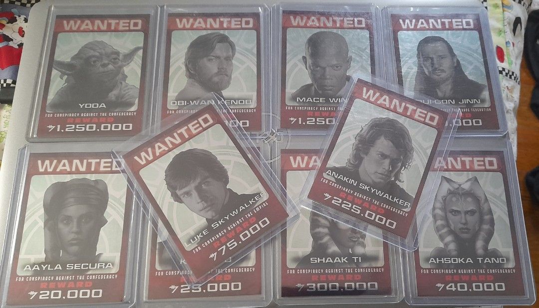 2015 Star Wars Chrome Perspectives Wanted: Jedi Hunt complete set (Category: Raw Singles) located in Cebu City. Submitted by past1982 (Listing ID 1350950068, Image 1). Description: 10 card complete set with sleeeves and top loader near mint to mint no issues.