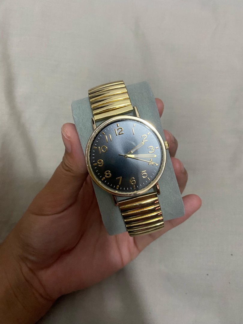 Adjustable Elastic Gold & Black Watch for Men, Men's Fashion, Watches ...