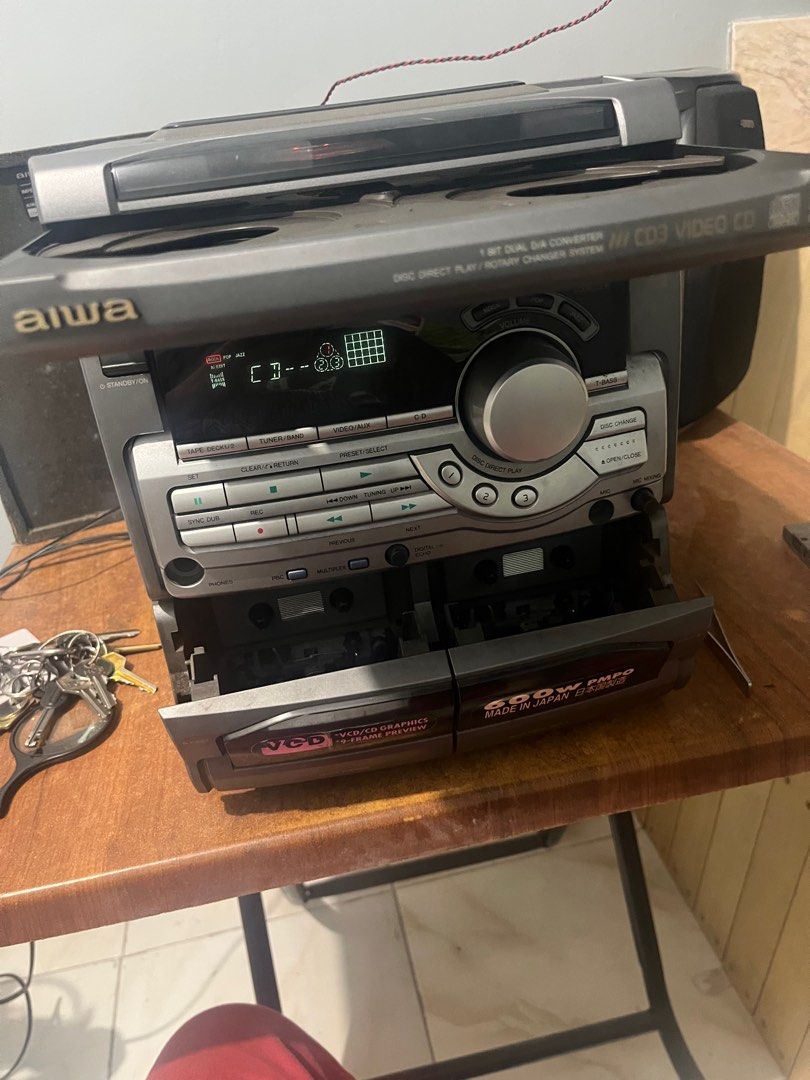 Aiwa Stereo Component with Issues please READ (Category: Soundbars, Speakers & Amplifiers) located in Pasay City. Submitted by beye01 (Listing ID 1350928457, Image 2). Description: With issues. No remote. Volume control has issues. Tape deck not working..