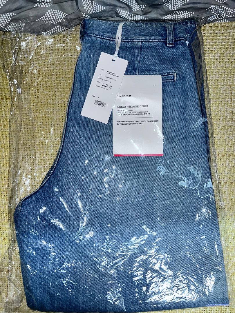 Graphpaper Selvage Denim Two Tuck Tapered Pants -LIGHT FADE- size 1, 男裝 ...