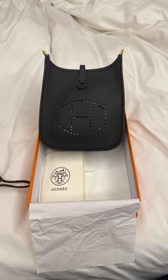 Hermes Mini Evelyne complete bnew (Category: Luxury Bags & Wallets) located in Quezon City. Submitted by hiyori_iki (Listing ID 1350925027, Image 2). Description: Comes with complete inclusions. See to appreciate. Feels and smells divine. Willing to meet at Rockwell for sure buyers..