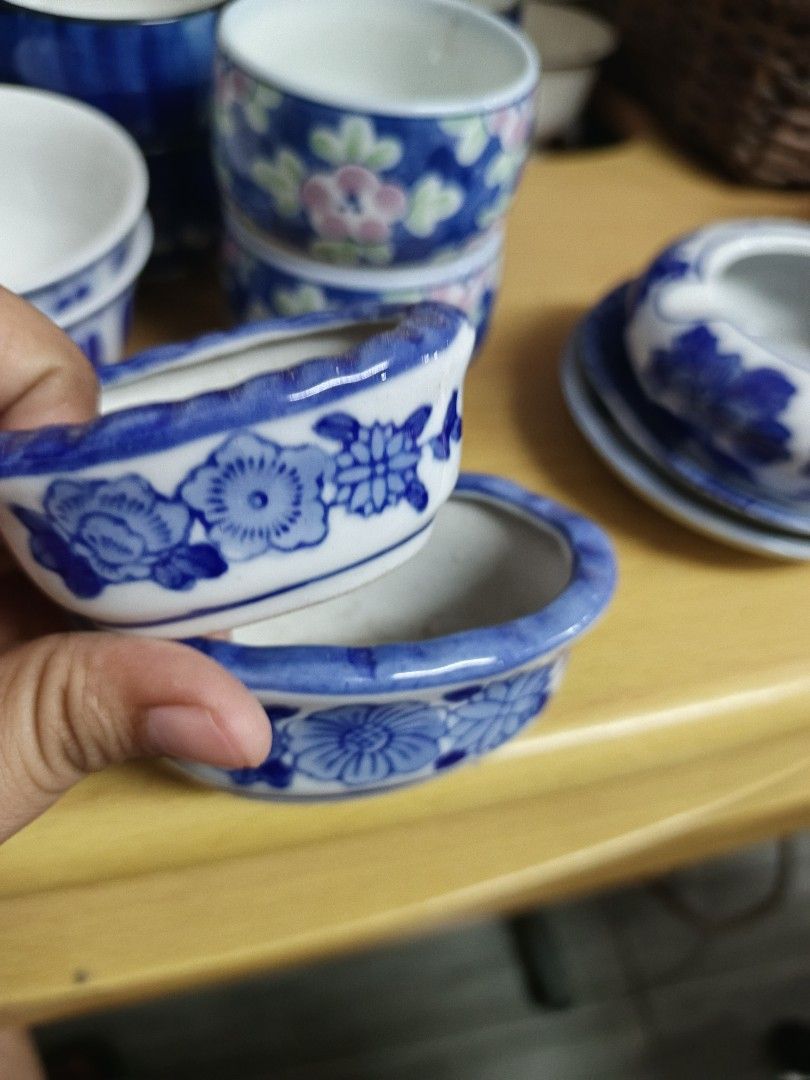 Japan surplus white & Blue ceramic table wares (Category: Coffee & Tea Tableware) located in Caloocan City. Submitted by appleblossoms07 (Listing ID 1350898062, Image 3). Description: 28 pcs. CODE A.