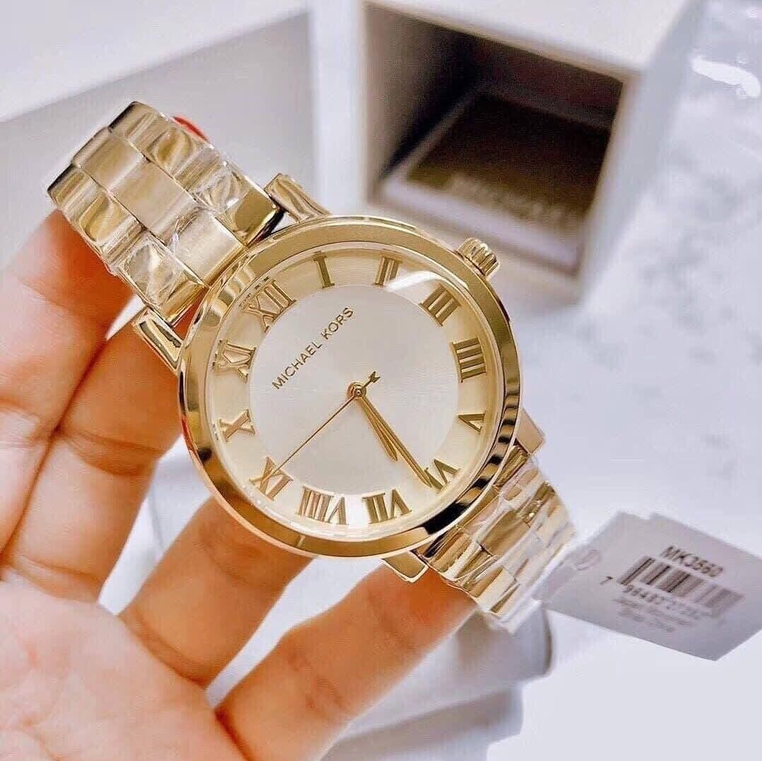 Michael Kors MK3560 Norie Gold Dial Fixed Bezel with Gold Stainless ...