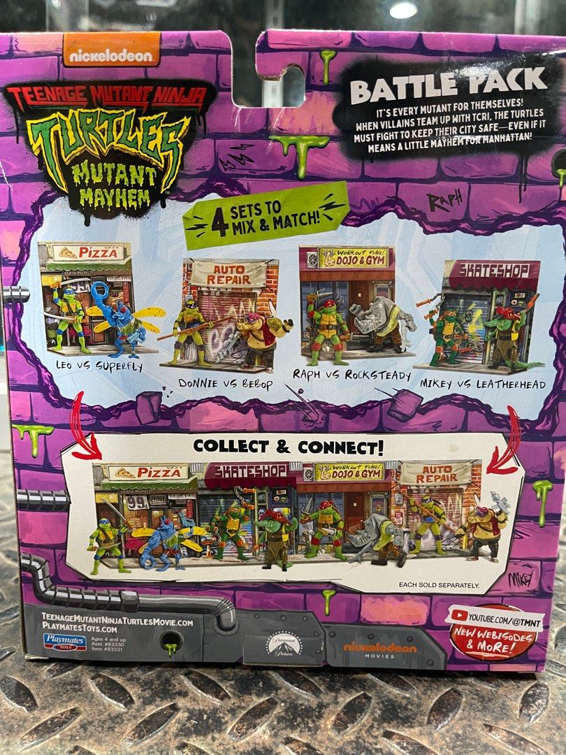 Playmates TMNT Teenage Mutant Ninja Turtles Battle Pack Leo Vs Superfly ...