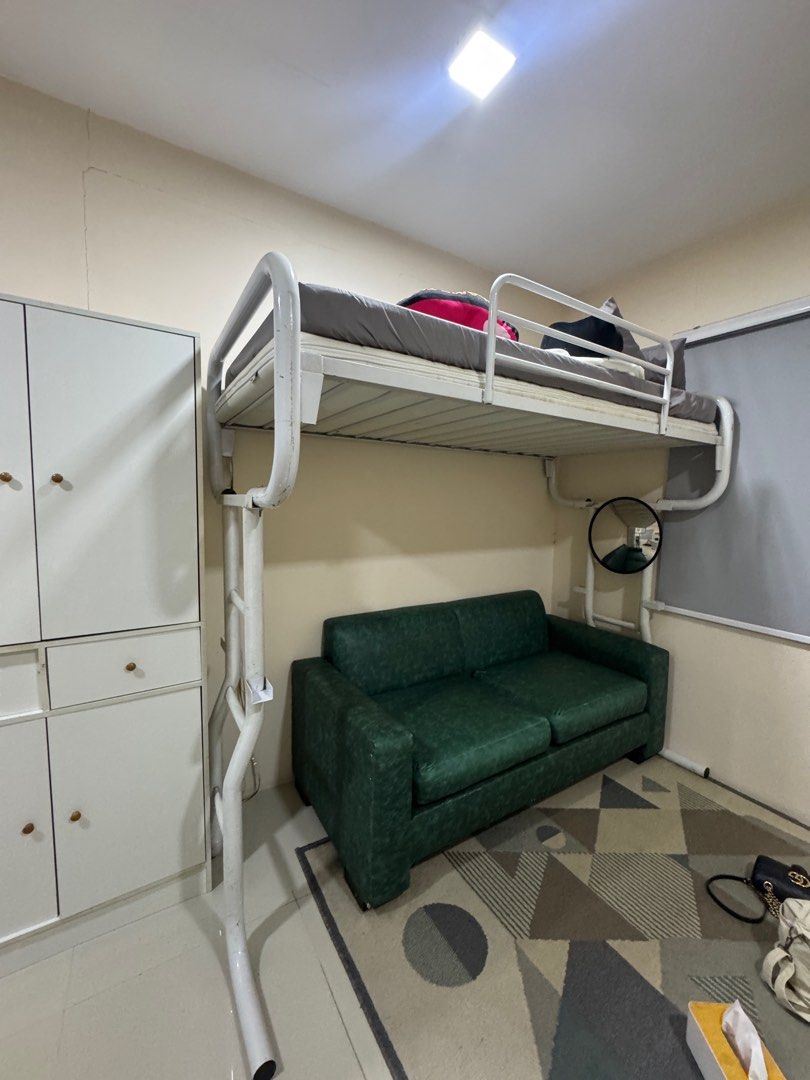 Loft bed (Category: Bed Frames & Mattresses) located in Marikina City. Submitted by haponezza (Listing ID 1351052701, Image 2). Description: Minor scratches only as you can see in the pic, other than that no more major flaws. Slightly nego for sure buyer only. What you see is what you get!.