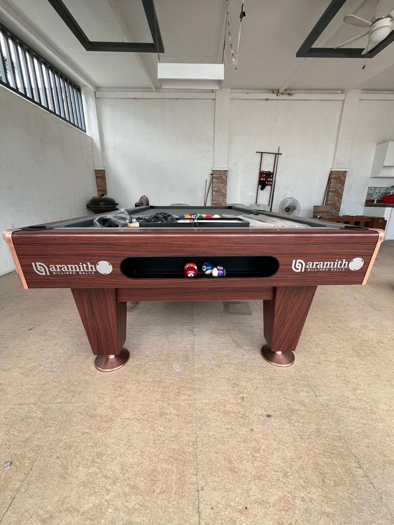 Star Maxima 8 Billiard Table (Category: Billiards and Bowling) located in San Pablo. Submitted by ablpsports (Listing ID 1350970068, Image 2). Description: MAXIMA 8 BILLIARD TABLE S P E C S : ✅ Standard Size (5x9 ft.) (Tournament) ✅ Slate: Granite ✅ Cushion: Master Banda ✅ Corner Pocket Cover: Metal Complete Accessories Included ✅ BILLIARD CLOTH WITH WHITE CLOTH ✅ BILLIARD BALL SET ✅ AUTOBALL BILLIARD POCKET ORIGINAL ✅ STANDARD PLASTIC TRIANGLE ✅