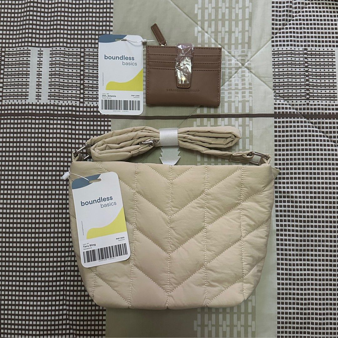 Straightforward Toru Sling Bag & DVL Artemis Wallet (Category: Cross-body Bags) located in Quezon City. Submitted by exoteenmerch (Listing ID 1350939594, Image 1). Description: Toru Sling bag in Sandstone + DVL Artemis in Dusty Brown = 1,500 Never used and brand new. MOP: BDO, Maribank, GCash MOD: Lalamove, J&T, Meet Ups in QC or Manila (UST/FEU area).