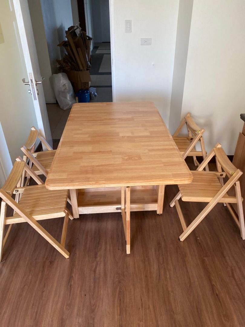 TB547 Foldable Dining Table made in Solid Wood Material (Category: Tables & Sets) located in Quezon City. Submitted by maryjoyni112204 (Listing ID 1351010307, Image 1). Description: Additional Foldable chairs are available We have showroom We have display in our showroom We have Deliver Direct Pick up in our warehouse is available -perfect dining in a small spaces.-.