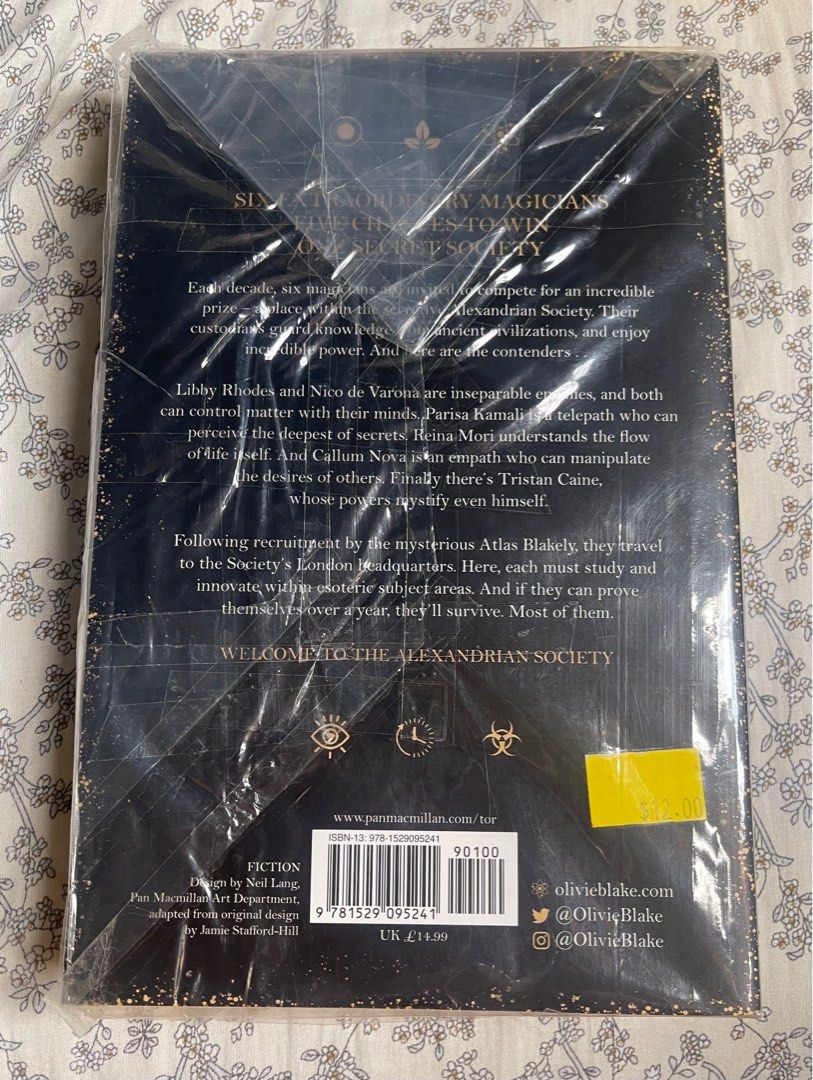 The Atlas Six by Olivie Blake (Category: Storybooks) located in Taguig. Submitted by mieiiee (Listing ID 1350979205, Image 3). Description: The book cover is in good condition, except for the obvious foxing of the pages on the side. It is unread and unused pa. It was stocked improperly at the store I bought the book from(SG WHSmith), which explains the price tag at the back. Currently wrapped in plastic for protection. For more information, feel 
