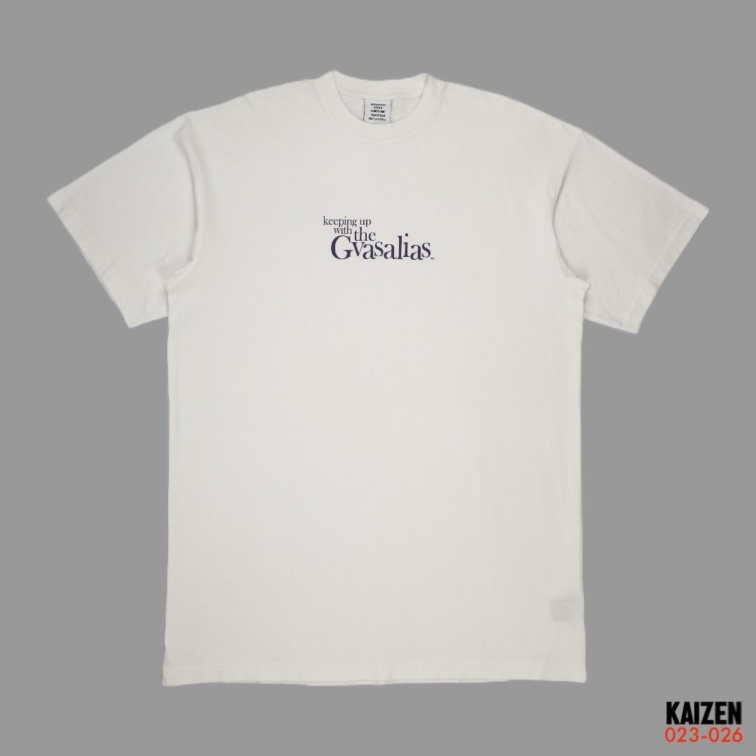 VETEMENTS - KEEPING UP WITH THE GVASALIAS OVERSIZED TEE (Category: Tshirts & Polo Shirts ) located in Bulacan. Submitted by kaizen2023 (Listing ID 1350990559, Image 1). Description: VETEMENTS - KEEPING UP WITH THE GVASALIAS OVERSIZED TEE - Tagged Size: XS fits XL Dimensions: Length: 33.5" Width: 24" Shoulders: 22.5" Sleeves: 9" Hem: 24" Made in Italy Material: 100% Cotton Color: White Condition: Excellent Condition, good as new (10/10) 🏷️ : ₱ 7,