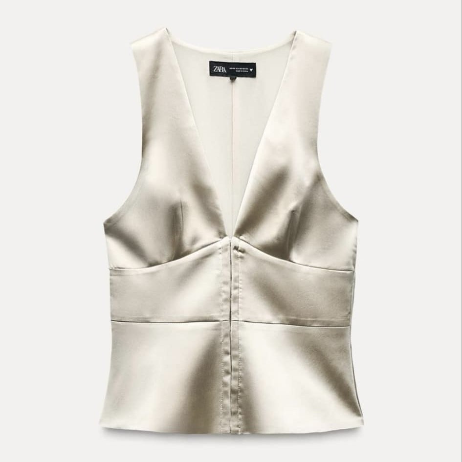 ZARA Satin Printed Top -Multicolored