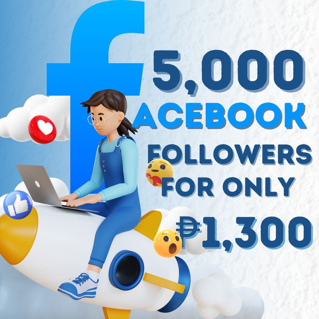5,000 FACEBOOK FOLLOWERS FOR ONLY 1,300 PHP (Category: Design & Marketing) located in Manila. Submitted by jakeboostingservices (Listing ID 1351153158, Image 1). Description: Elevate your Facebook page with 𝟱𝗞 𝗟𝗶𝗸𝗲𝘀 & 𝗙𝗼𝗹𝗹𝗼𝘄𝗲𝗿𝘀! 🚀✨ 🌟 𝗢𝗻𝗹𝘆 𝟭3𝟬𝟬 𝗣𝗛𝗣 𝗳𝗼𝗿 𝟱,𝟬𝟬𝟬 𝗥𝗘𝗔𝗟 𝗙𝗼𝗹𝗹𝗼𝘄𝗲𝗿𝘀! 🌟 ✅ Boost your credibility ✅ Increase engagement ✅ Stand out from the crowd Limited time offer! 👉 Send us a DM get started! Tr