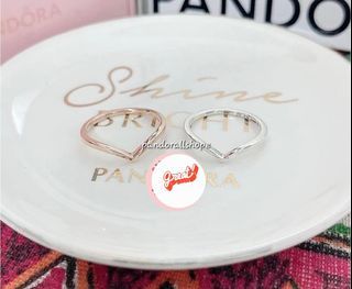 • PANDORA POLISHED WISHBONE RING SILVER / ROSEGOLD - 4-5-6-7-8-9-10cm./900 each