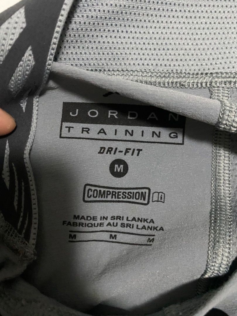 Jordan 3/4 Compressions - Gray (Category: Underwear) located in Muntinlupa City. Submitted by hansellsgretel (Listing ID 1351204069, Image 2). Description: Jordan 3/4 Compressions - unique high quality dri-fit fabric Gray Size M fits 28-31 Signs of aging MOP: GCash or BPI Bank Transfer Shipping Methods: Lalamove, J&T Express, LBC Express To be paid by the buyer.