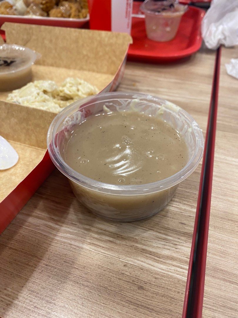 KFC Gravy (Category: Health Food, Drinks & Tonics) located in Manila. Submitted by polyesterspliff (Listing ID 1351114236, Image 1). Description: Authentic KFC gravy with receipt Slightly used Very thick and creamy 8/10 tongue feel .