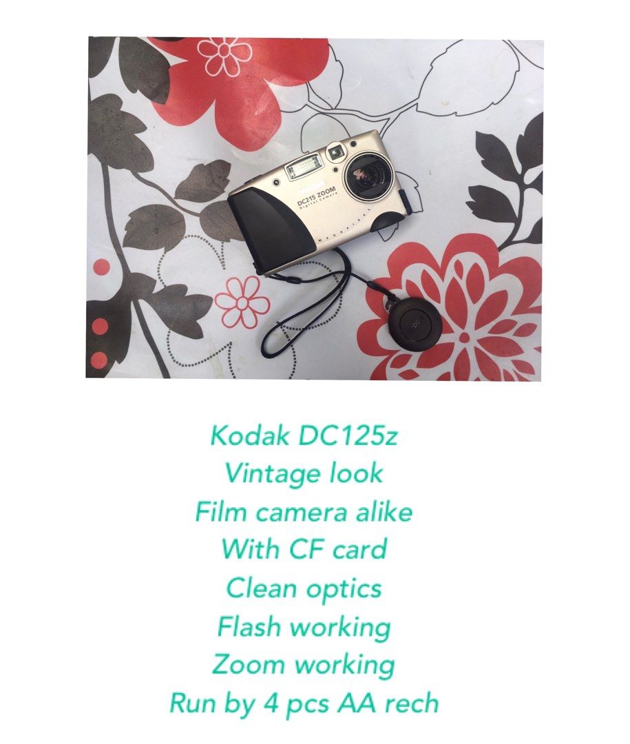 Kodak dc125z digital camera (Category: Cameras) located in Las Pinas. Submitted by film101 (Listing ID 1351112194, Image 2). Description: Kodak DC125zoom Just like a vintage film camera With viewfinder With CF card included Shutterworking Zoom working Flash working Screen-no burn This camera properly inspected No return no exchange/no refund during shipping damages any arise thereof Videos will be send after the trnsaction not during inquiries to