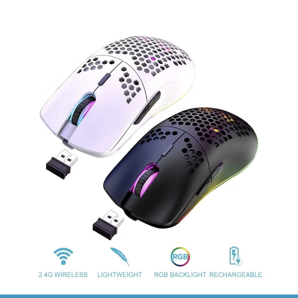Lightweight 2.4Ghz Wireless Gaming Mouse (Category: Mouse & Mousepads) located in Las Pinas. Submitted by arlstech (Listing ID 1351200890, Image 1). Description: (SPECIFICATIONS) ● Type: 2.4GHz wireless ● Color: Black, white(Optional) ● Operation mode: Opto-electronic ● Battery: Built-in Rechargeable Lithium Battery ● Battery capacity: 500mAh ● Rated voltage/current: 3.7V/15mA ● Number of keys: 6 keys ● Working distance: 10 meters ● DPI: Four-spe