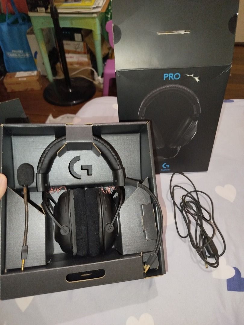 Logitech G PRO Gaming Headset (Category: Headphones & Headsets) located in Quezon City. Submitted by calibre027 (Listing ID 1351191843, Image 3). Description: Logitech G PRO Gaming Headset ✔ 100% ORIGINAL, not yet opened for repairs ✔ test all you want upon pickup ✔ honest condition: copper cables, ear pads are usable but the leather is frayed - you can easily buy replacement pads at sh0pee ✔ SRP is around 6200 pesos ✔ Package: Headset, box, deta