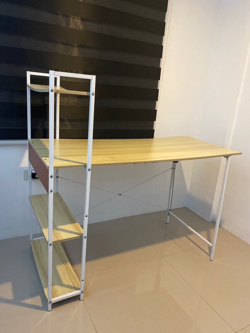 PRELOVED Computer Study Table with Shelf (With FREEBIES), Furniture ...