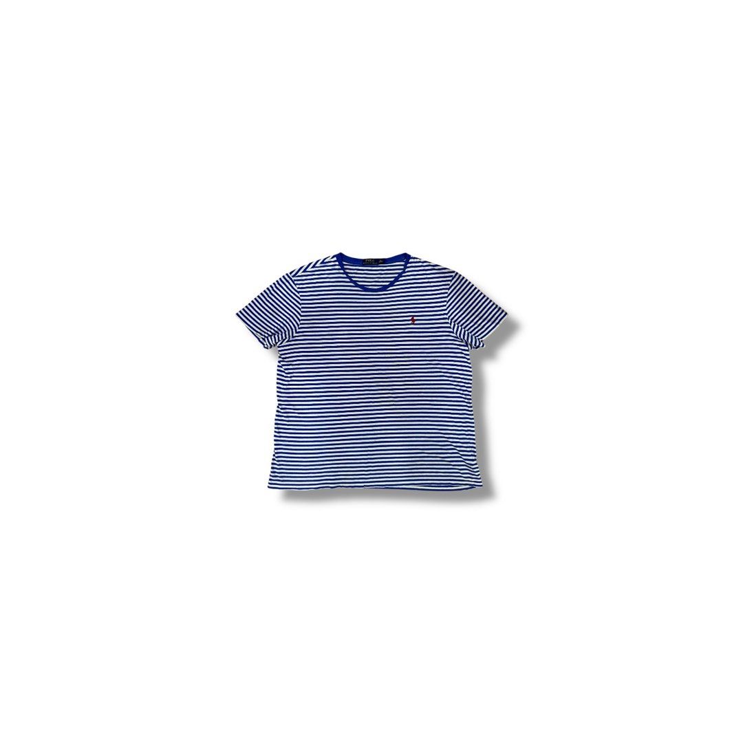RALPHLAUREN STRIPE TSHIRT (Category: Tshirts & Polo Shirts ) located in Cagayan de Oro. Submitted by _tstudiooo (Listing ID 1351214286, Image 1). Description: Size: XL W24 L28 Issue: neckline (fixable) Color 10/10 Condition 10/10.