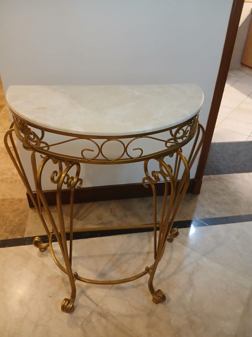 Side console table (Category: Tables & Sets) located in Singapore. Submitted by kunal.sethi.2007 (Listing ID 1351216587, Image 1). Description: Table material is not metal or stone but more plasticky. Extremely lightweight .