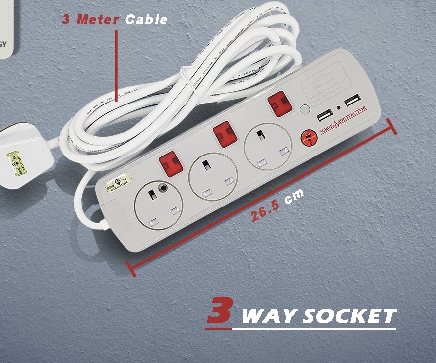 USB Extension Socket Plug | SIRIM Approved | 3 Meter Long Cable, TV ...