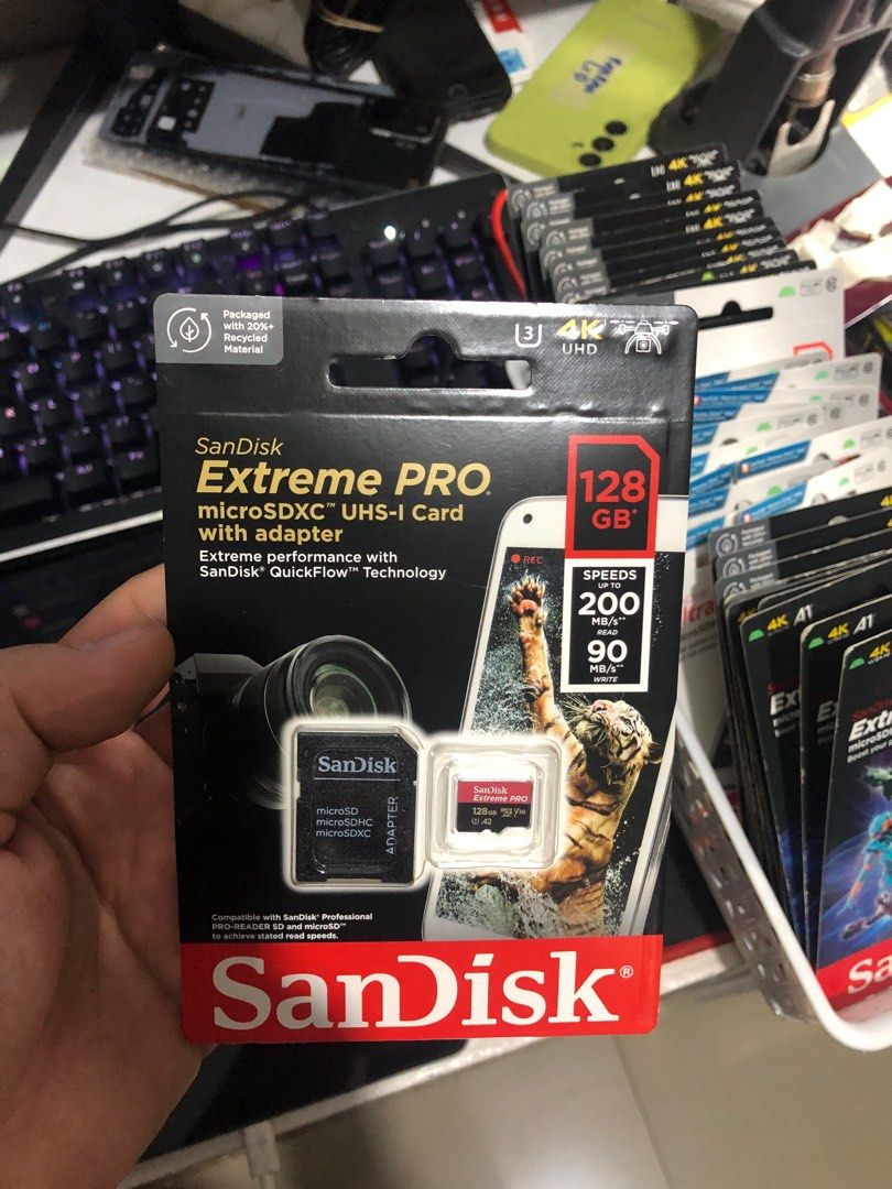128gb Sandisk Micro SD Extreme Pro (Original) (Category: Memory & SD Cards) located in Makati City. Submitted by jc.cuerdo (Listing ID 1351416402, Image 1). Description: .