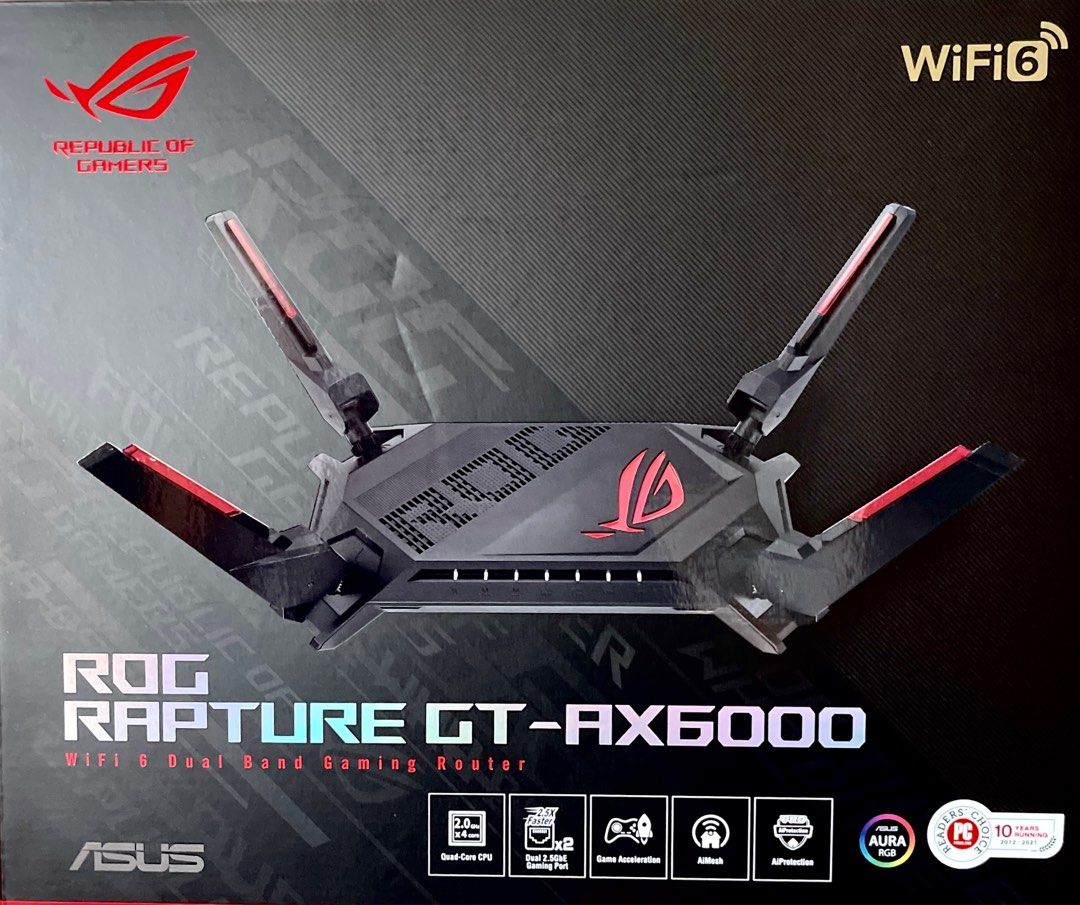 Asus ROG Rapture GT-AX6000 Dual-Band WiFi 6 (802.11ax) Gaming Router ...