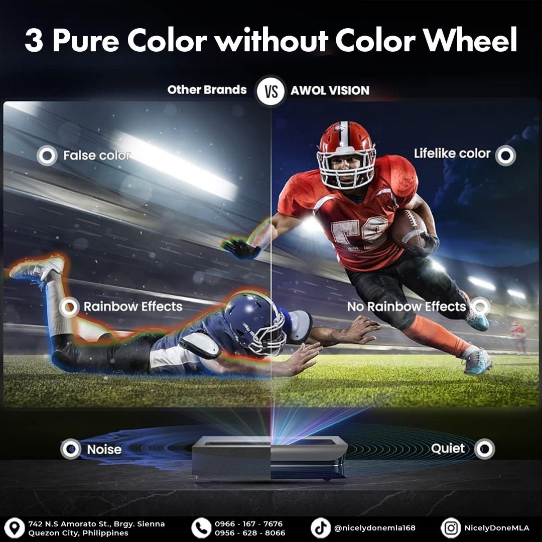 AWOL 4K 3D Triple Laser Projector LTV-3500 Pro (Category: Projectors) located in Makati City. Submitted by nicelydonemla168 (Listing ID 1351323170, Image 2). Description: Want to get the best from the rest? Get the AWOL 4K 3D Triple Laser Projector LTV-3500 Pro and the most adaptable 4K 3D RGB Projector! 🎮🎥 💡 Why You’ll Love It: ✅ Triple Laser Colors: Vibrant, true-to-life hues that bring every scene to life. ✅ Ultra-Bright 3500 Lumens: Clear 