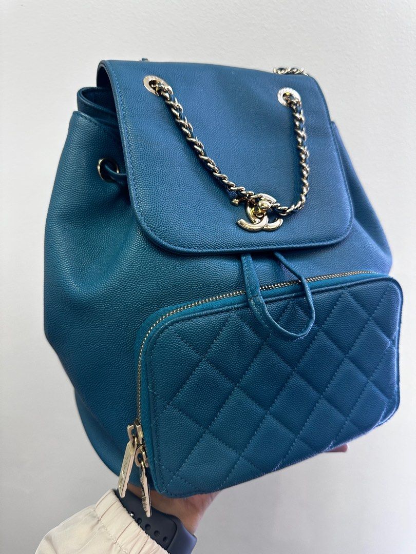 Chanel Business Affinity Blue Caviar Leather Backpack (Category: Luxury Bags & Wallets) located in Taguig. Submitted by mluxeph (Listing ID 1351271699, Image 2). Description: Chanel Business Affinity Blue Caviar Leather Backpack Year 2017-2018 with Authenticity card from Chanel and Holo intact. .