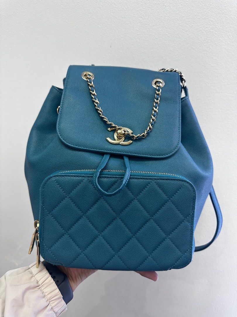 Chanel Business Affinity Blue Caviar Leather Backpack (Category: Luxury Bags & Wallets) located in Taguig. Submitted by mluxeph (Listing ID 1351271699, Image 1). Description: Chanel Business Affinity Blue Caviar Leather Backpack Year 2017-2018 with Authenticity card from Chanel and Holo intact. .
